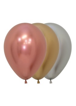 Metallic Reflex Multi Coloured Deluxe Latex Balloons 30cm 12 pk