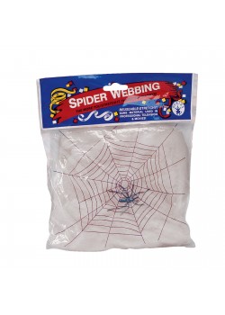 White Spider Webbing With Spiders Halloween - Decor
