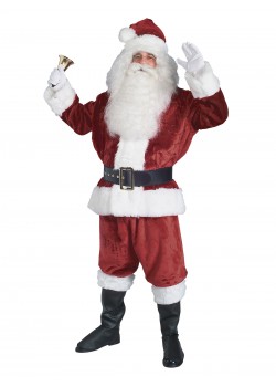Santa Christmas Claus Crimson Plush Adult Costume