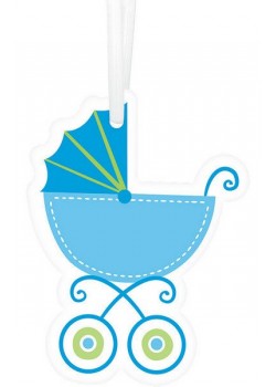 Baby Shower Party Supplies - Baby Buggy Paper Tags Blue
