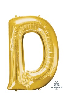Gold Letter D Shaped Balloon 66cm x 81cm