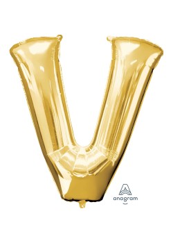 Letter V Gold  Shaped Balloon
