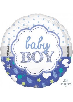 Round Baby Shower - General Standard HX Scallop Baby Boy Foil Balloon 45cm