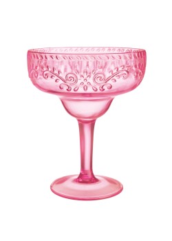 Boho Vibes Pink Floral Debossed Finish Margarita Glass 561ml