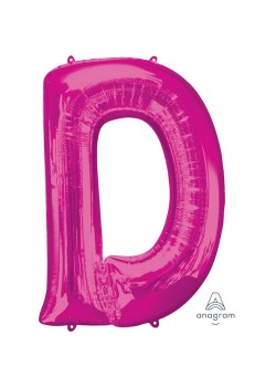 Pink Letter D Shaped Balloon 58cm x 81cm