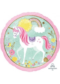 Round Magical Unicorn Standard Holographic I Believe in Unicorn Foil Balloon 45cm