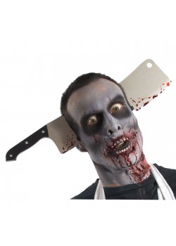 Zombie Halloween Cleaver Through Head Accessory