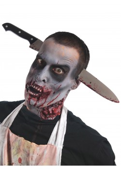 Zombie Halloween Kitchen Knife Through Head Accessory