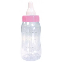 Baby Shower Party Supplies - Plastic Baby Bottle Bank Pink