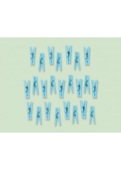 Baby Shower Blue Clothes Pins Pegs Favours 24 pk
