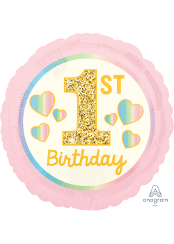 Girl's 1st Birthday Pink & Gold  Foil Balloon