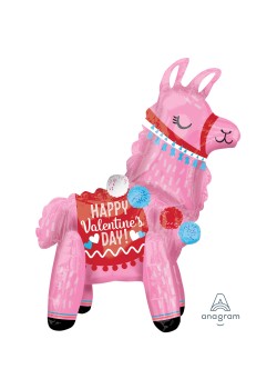 Happy Valentine's Day Multi-Balloon Standing Llama Shaped Balloon 45cm x 55cm