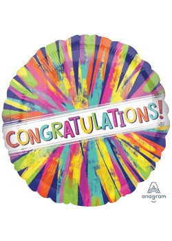 Congratulations! Painterly Burst Round Foil Balloon 45cm Congratulations! Painterly Burst Round Foil Balloon 45cm