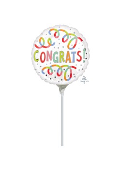 Congratulations Congrats Swirls Round Foil Balloon 22cm