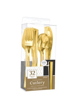 Gold Premium Reusable Cutlery Set 32 pk