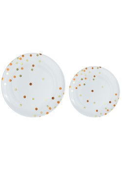 Dots Orange Round Premium Banquet Plates 26cm & 19cm 20 pk
