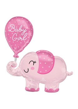 Baby Shower Party Decorations - Shaped Balloon Elephant & Balloon SuperShape Baby Girl