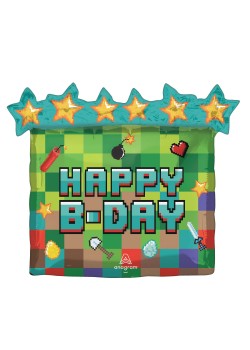 Minecraft TNT Happy B-Day TNT Pixel Party Shaped Balloon 63cm x 58cm