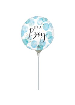 Baby Shower It's a Boy Watercolor Round Foil Balloon 22cm