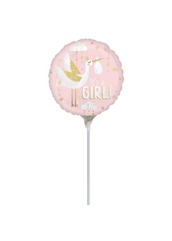 Baby Shower It's a Girl Special Delivery Round Foil Balloon 10cm