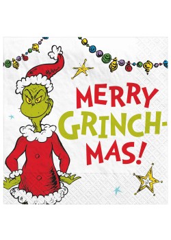 Christmas Merry Grinchmas! Dr. Seuss The Grinch Beverage Napkins 16 pk