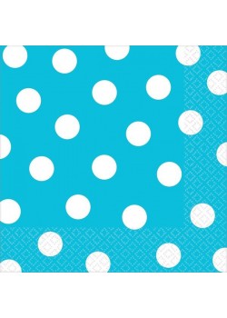 Caribbean Blue with White Dots Lunch Napkins 33cm x 33cm 16 pk