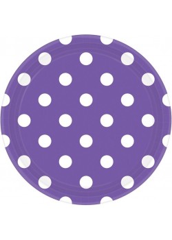 New Purple with White Dots Round Lunch Plates 17cm 8 pk