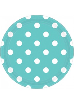 Robin's Egg Blue with White Dots Round Lunch Plates 17cm 8 pk