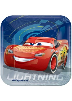 Disney Cars 3 Square Dinner Plates 23cm 8 pk