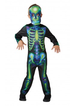 Neon Skeleton Halloween Glow In The Dark Child Costume