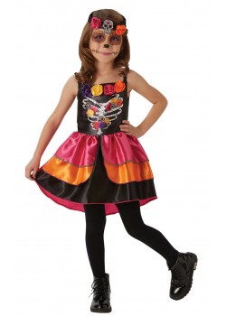 Sugar Skull Day Of The Dead Halloween Girl Child Costume