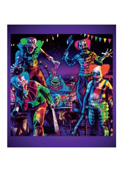 Halloween Creepy Carnival Black Light Reactive Backdrop Scene Setters 6 pk