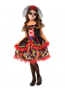Day Of The Dead Halloween Girls Child Costume