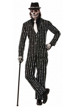 Skeleton Halloween Bone Pin Stripe Adult Suit
