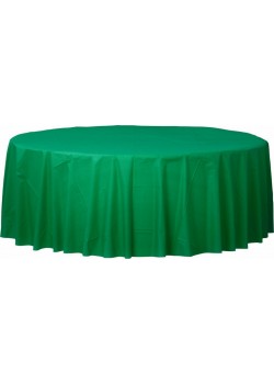 Round Festive Green Plastic Table Cover 2.1m