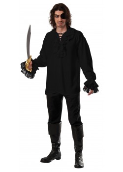 Ruffled Pirate Black Adult Shirt