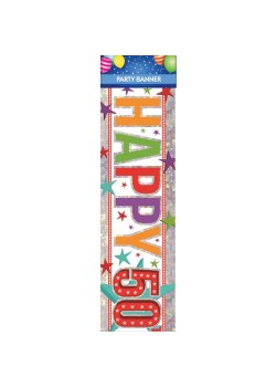 Multi Coloured Happy 50th Birthday Banner Multi Coloured Happy 50th Birthday Banner