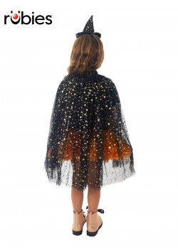 Witch Black & Gold Star Cape for Child Witch Black & Gold Star Cape for Child