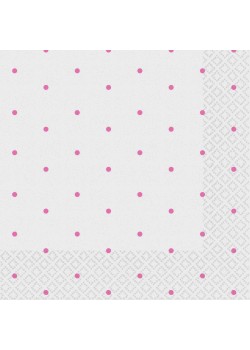Dots Bright Pink Beverage Napkins 16 pk