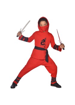 Red Ninja Warrior Boy's Costume 4-6 Years Red Ninja Warrior Boy's Costume 4-6 Years