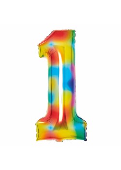 Number 1 Bright Rainbow Shaped Balloon 37cm x 82cm