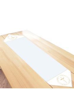 First Communion Botanical Celebration Blue Fabric Table Runner 46cm x 1.2m