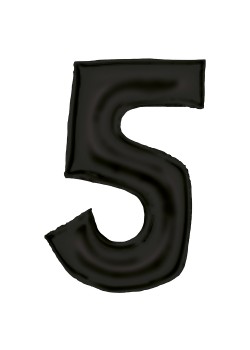 Number 5 Silk Lustre Black Shaped Balloon 56cm x 89cm
