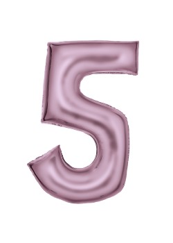Number 5 Silk Lustre Pastel Pink Shaped Balloon 56cm x 89cm