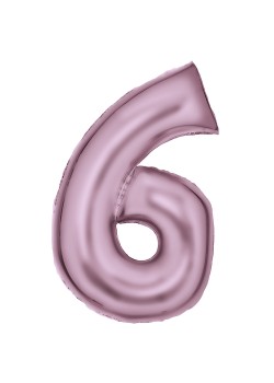 Number 6 Silk Lustre Pastel Pink Shaped Balloon 56cm x 92cm