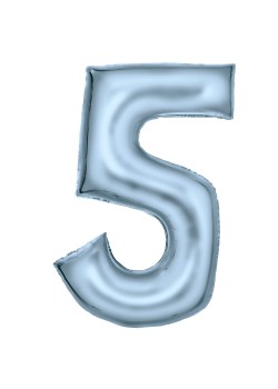 Number 5 Silk Lustre Pastel Blue Shaped Balloon 56cm x 89cm