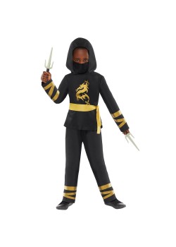 Gold Ninja Boy's Costume 10-12 Years
