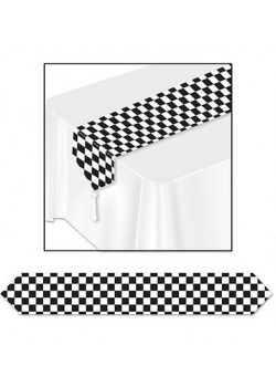 Black & White Checkered Table Runner 28cm x 183cm