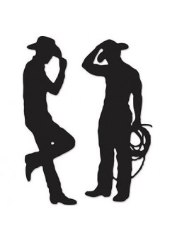 Black Cowboys Silhouettes Cutouts 2 pk
