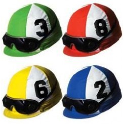 Horse Racing Assorted Colours Jockey Helmet Cutouts 35cm 4 pk